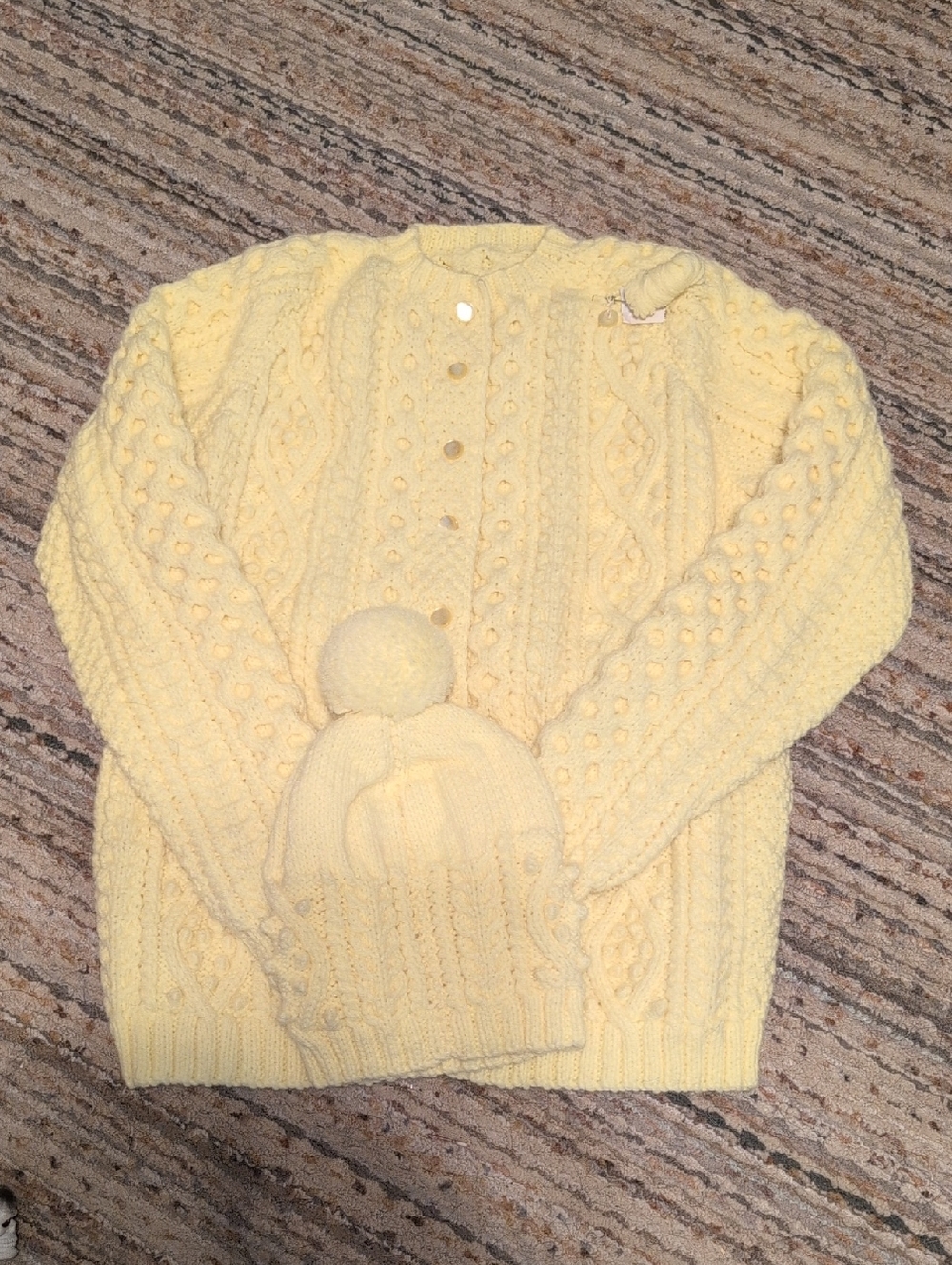 Soft Yellow Cable Knit Women’s Sweater Cardigan